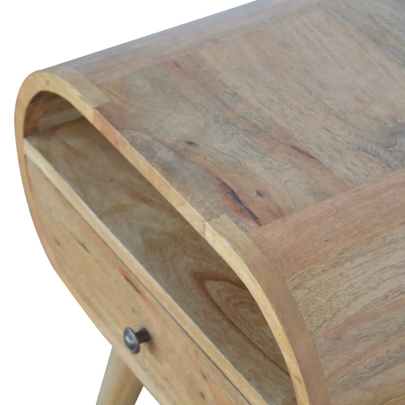 Circular Open Slot Nightstand, 1-Drawer, 1 Open Slot, Nordic Legs by HouseOfZazla