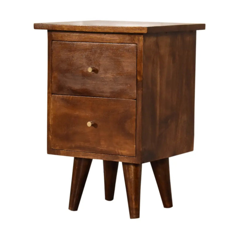 Solid Wood Bedside Table with 2 Drawers in Chestnut by HouseOfZazla