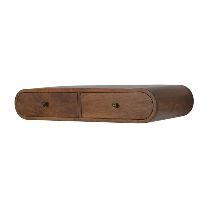 Solid Wood Floating London Console, 2-Drawers, Chestnut by HouseOfZazla