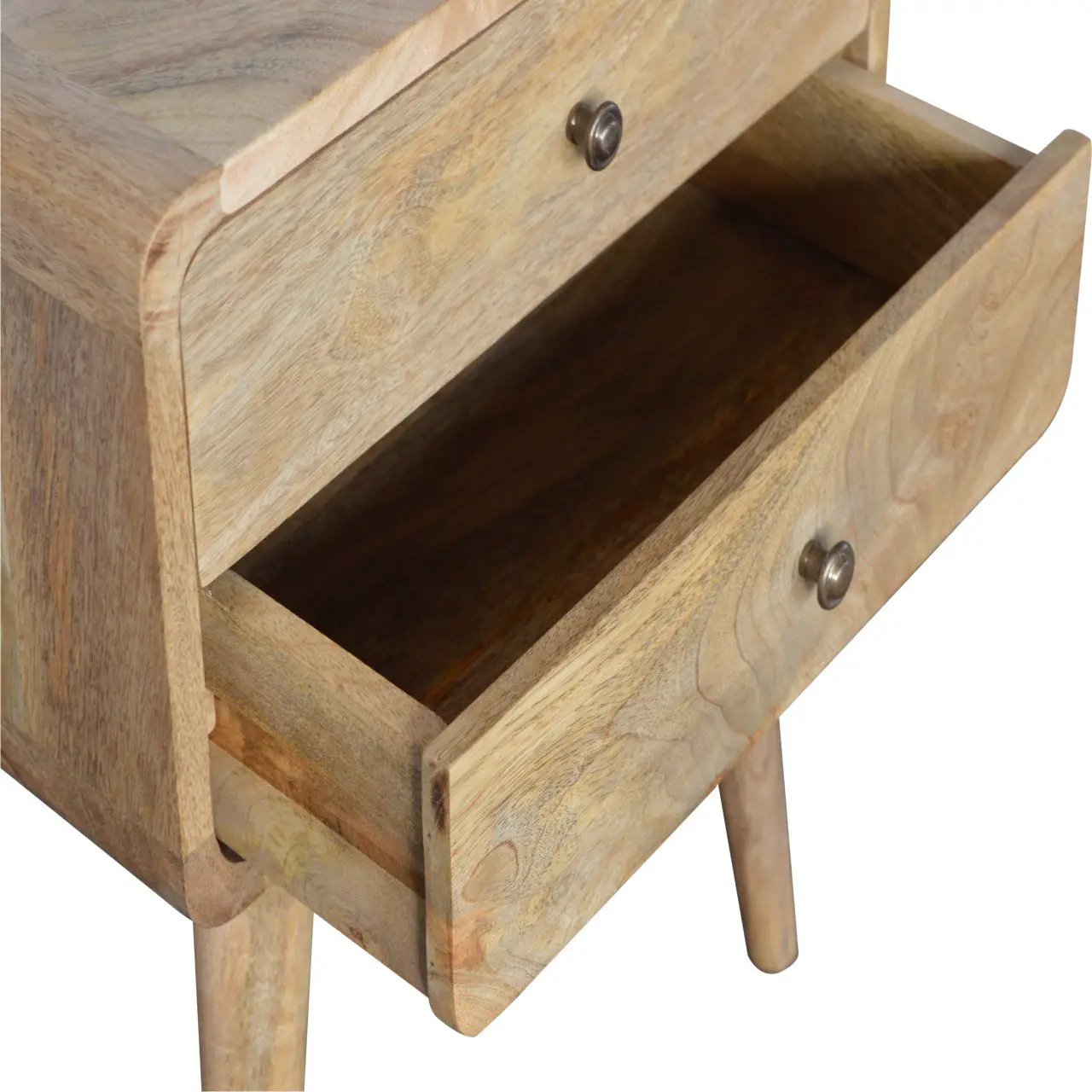 Solid Wood Curved Bedside, 2 Drawers, Oak-ish by HouseOfZazla