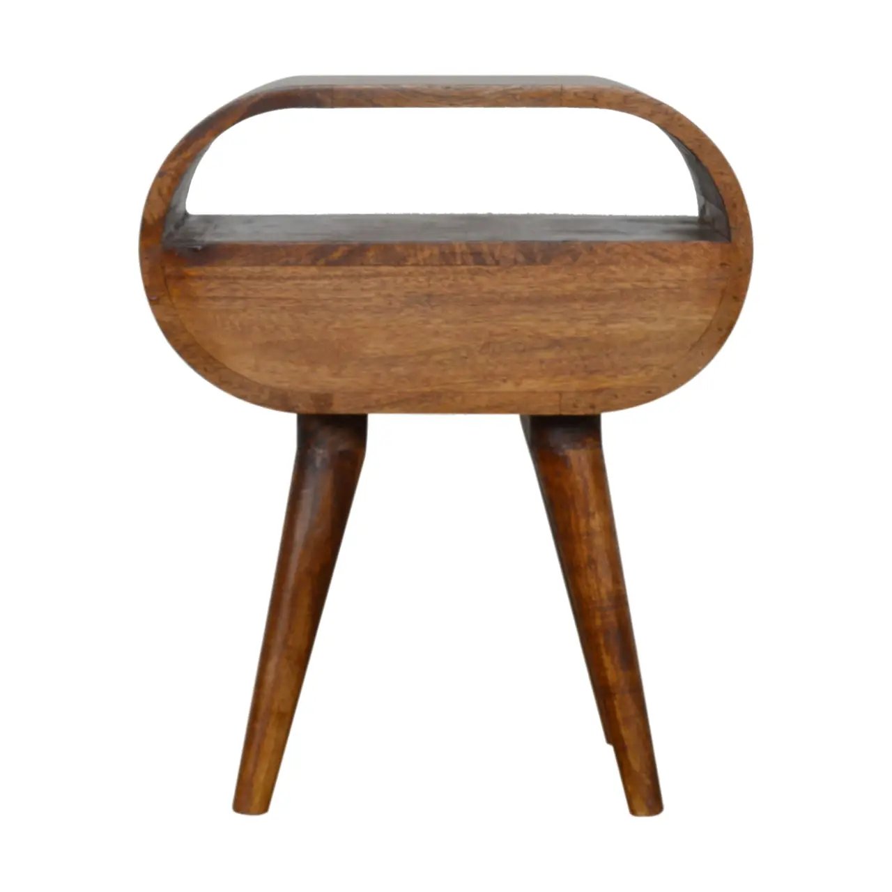 Chestnut Circular Open Bedside, 1-Drawer by HouseOfZazla