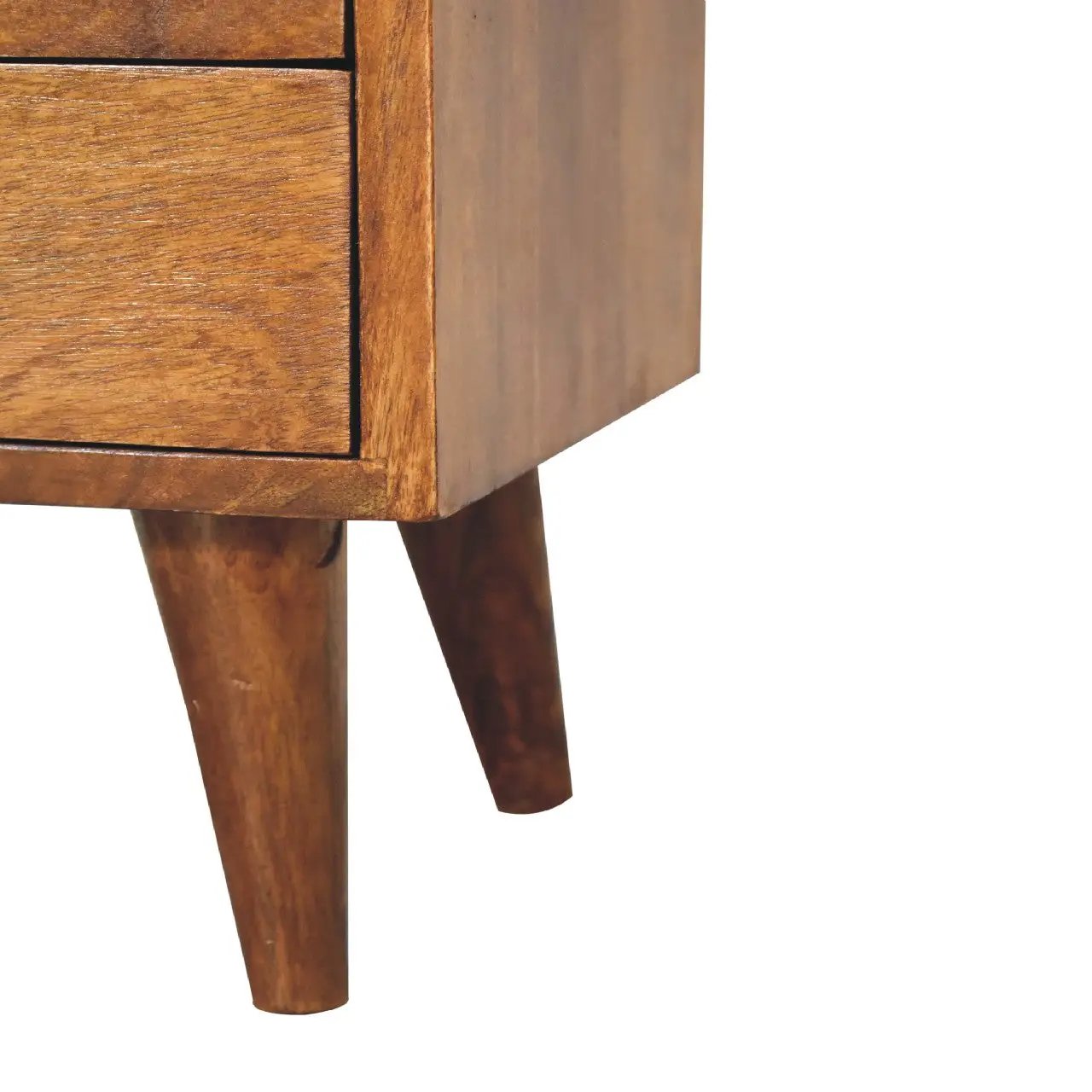Solid Wood Mini Classic Chestnut Bedside, 2-Drawers, 1 Open Slot, Nordic Legs by HouseOfZazla