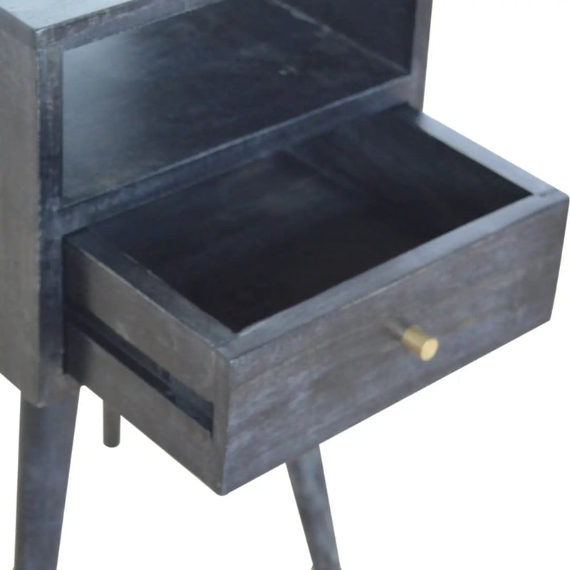 Solid Wood, Mini Nightstand, 1-Drawer, 1 Open-Slot, Ash by HouseOfZazla