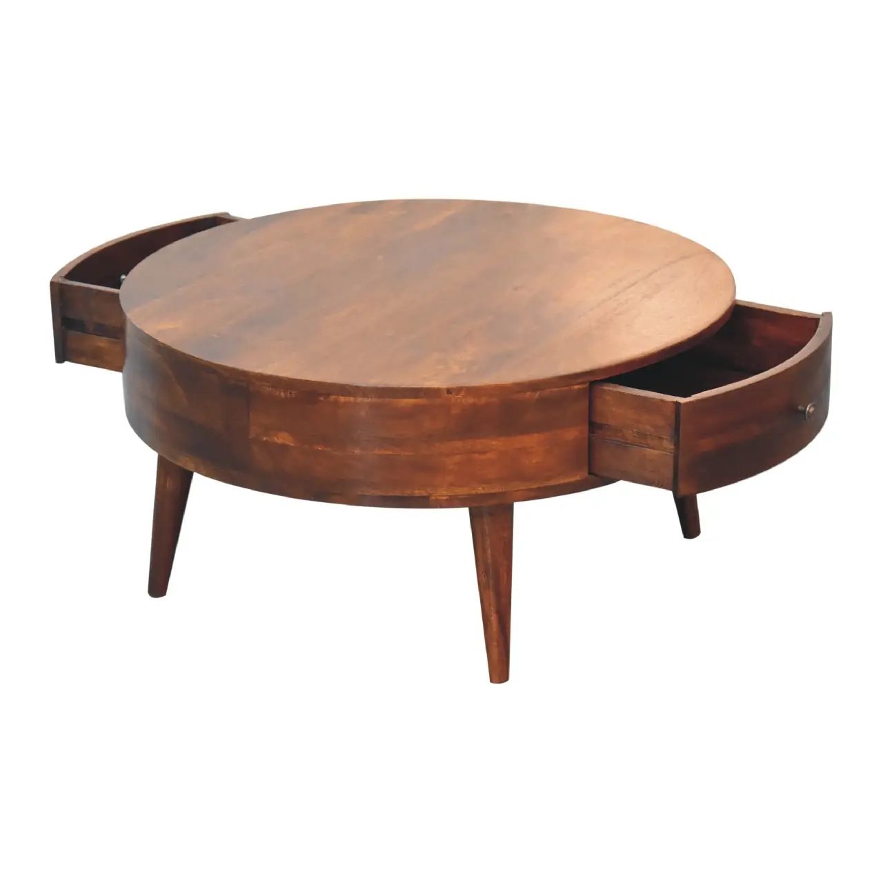 Solid Wood Odyssey Coffee Table, 2-Drawer, Nordic Legs by HouseOfZazla