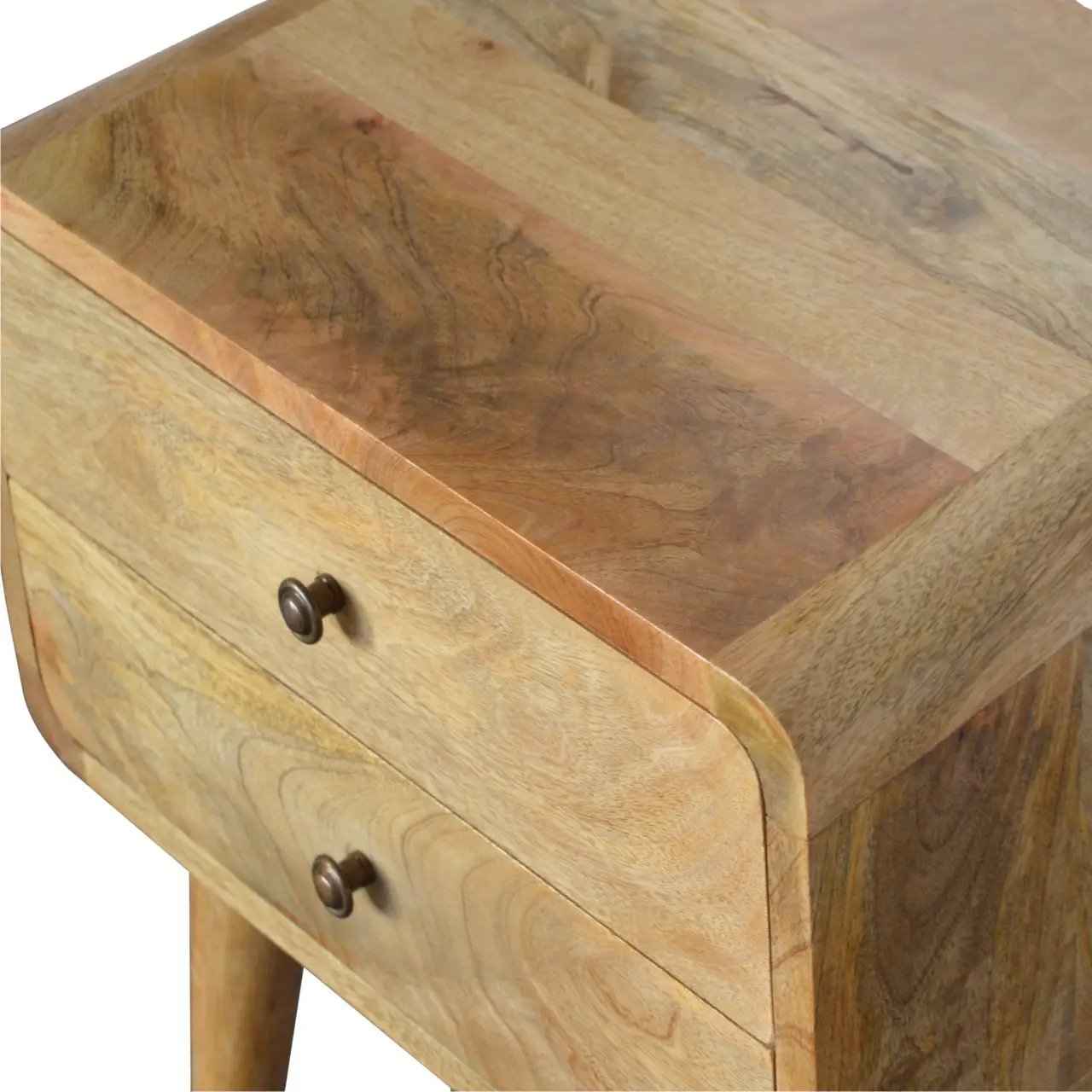 Solid Wood Curved Bedside, 2 Drawers, Oak-ish by HouseOfZazla