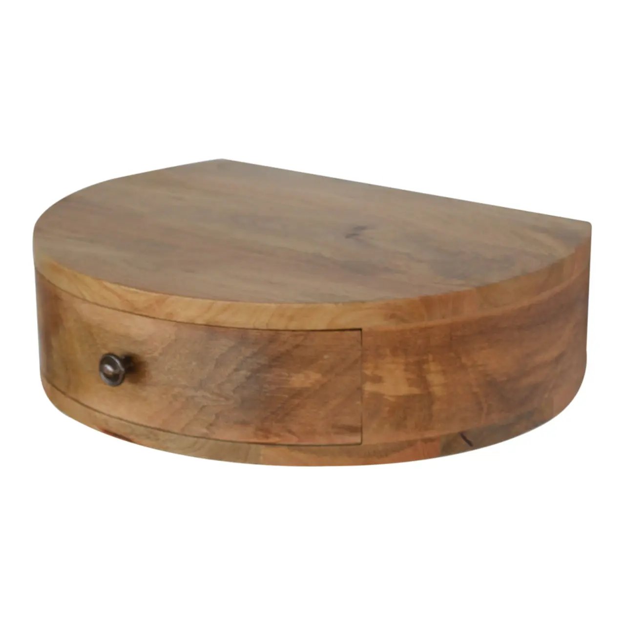 Solid Wood Wall-Mounted Rounded Nightstand, 1-Drawer, Oak-ish by HouseOfZazla
