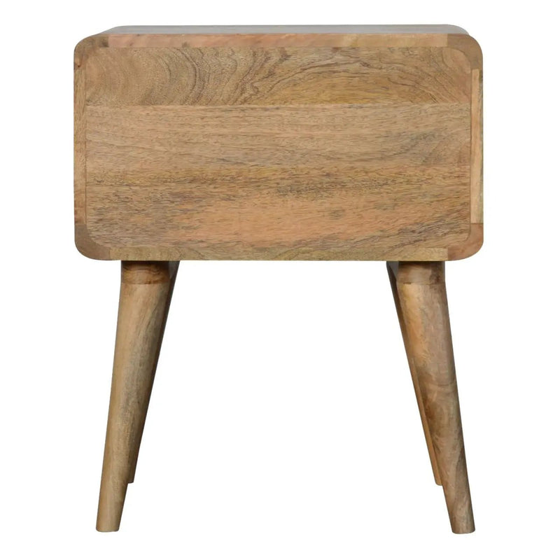 Solid Wood Curved Bedside, 2 Drawers, Oak-ish by HouseOfZazla