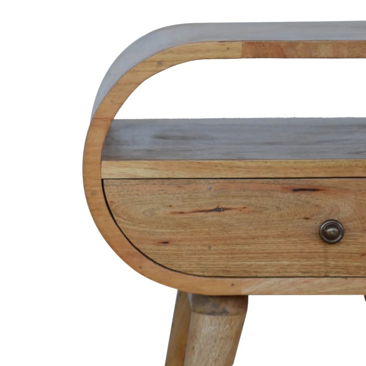 Circular Open Slot Nightstand, 1-Drawer, 1 Open Slot, Nordic Legs by HouseOfZazla