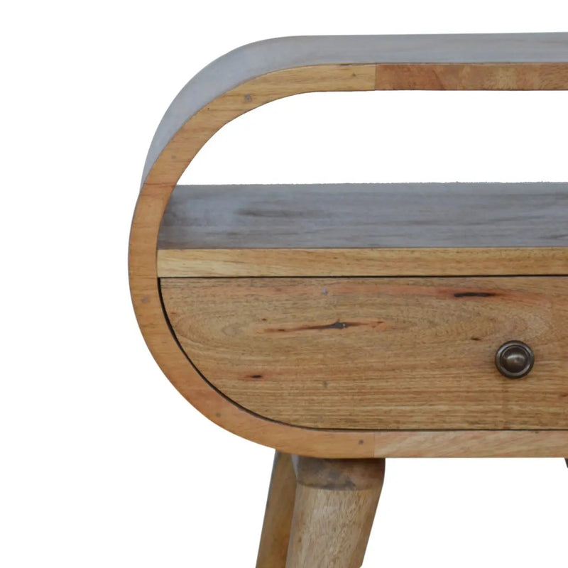 Circular Open Slot Nightstand, 1-Drawer, 1 Open Slot, Nordic Legs by HouseOfZazla