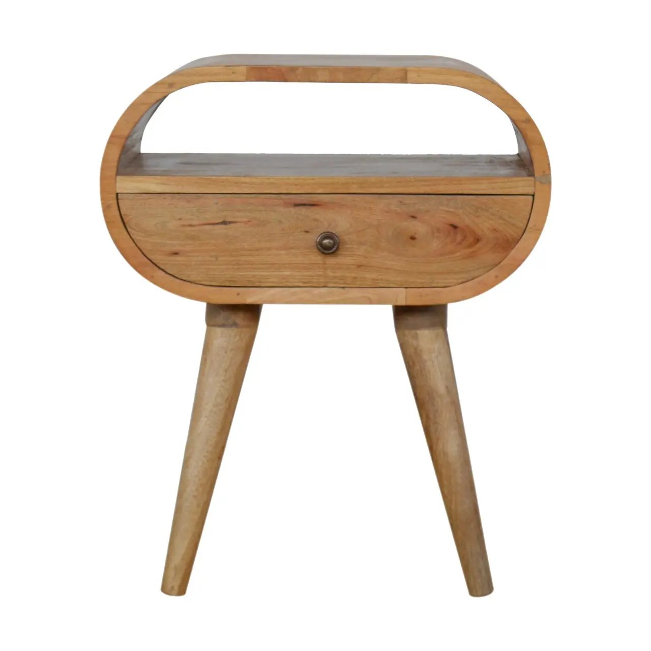 Circular Open Slot Nightstand, 1-Drawer, 1 Open Slot, Nordic Legs by HouseOfZazla