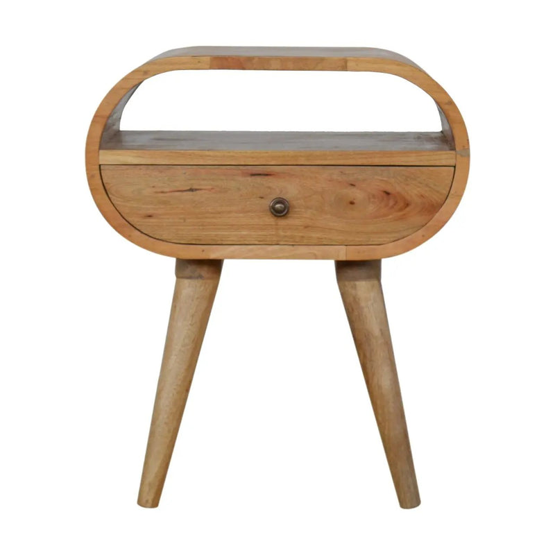 Circular Open Slot Nightstand, 1-Drawer, 1 Open Slot, Nordic Legs by HouseOfZazla