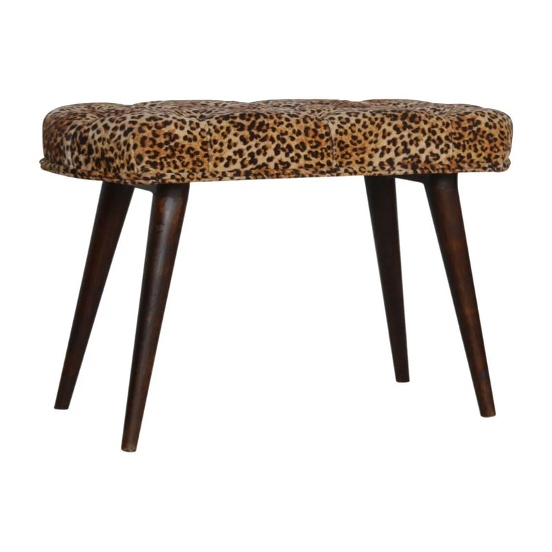Solid Wood Leopard Print Deep Button Upholstered Bench by HouseOfZazla