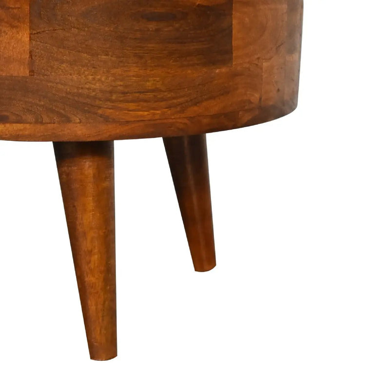 Solid Wood Mini Chestnut Rounded Coffee Table, 2-Drawers by HouseOfZazla