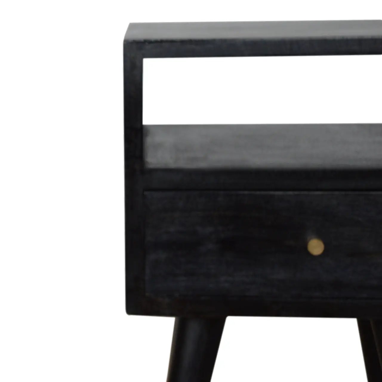 Solid Wood, Mini Nightstand, 1-Drawer, 1 Open-Slot, Ash by HouseOfZazla