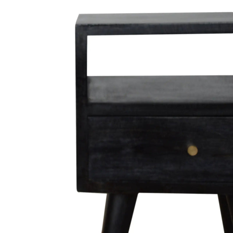 Solid Wood, Mini Nightstand, 1-Drawer, 1 Open-Slot, Ash by HouseOfZazla