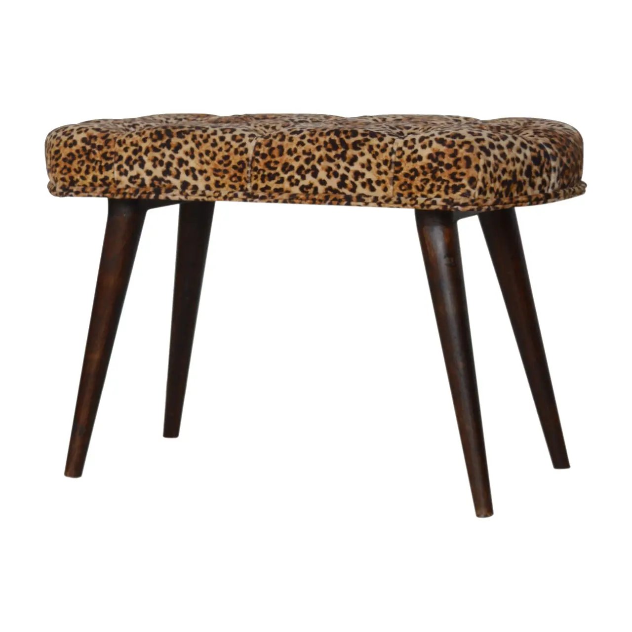 Solid Wood Leopard Print Deep Button Upholstered Bench by HouseOfZazla