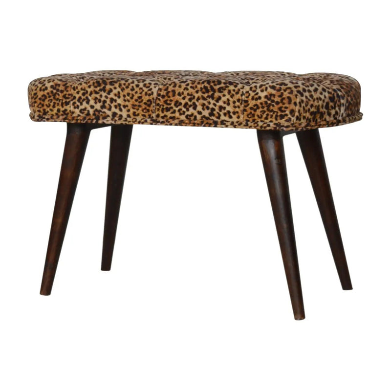 Solid Wood Leopard Print Deep Button Upholstered Bench by HouseOfZazla