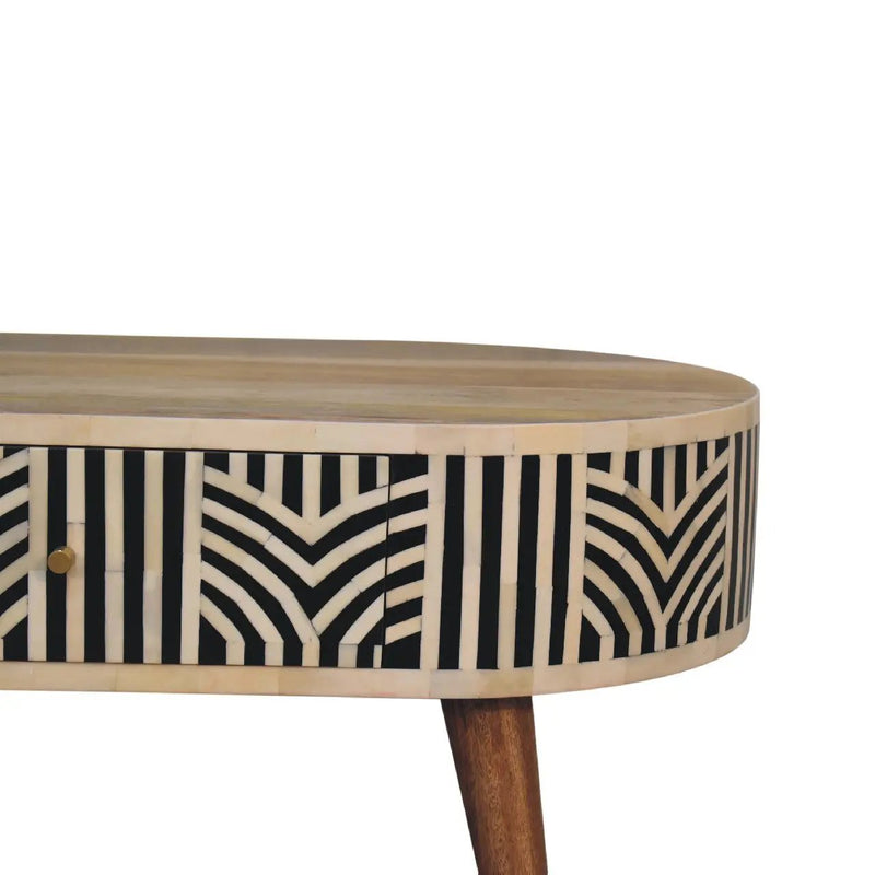 Edessa Bone Inlay Coffee Table, 2-Drawers, Nordic Legs by HouseOfZazla