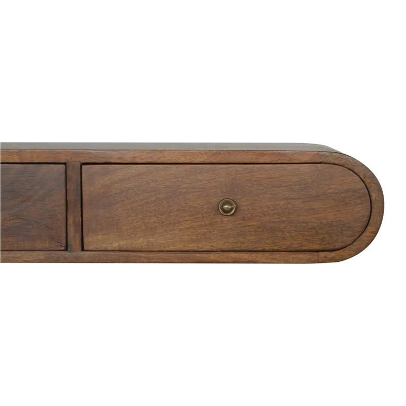 Solid Wood Floating London Console, 2-Drawers, Chestnut by HouseOfZazla