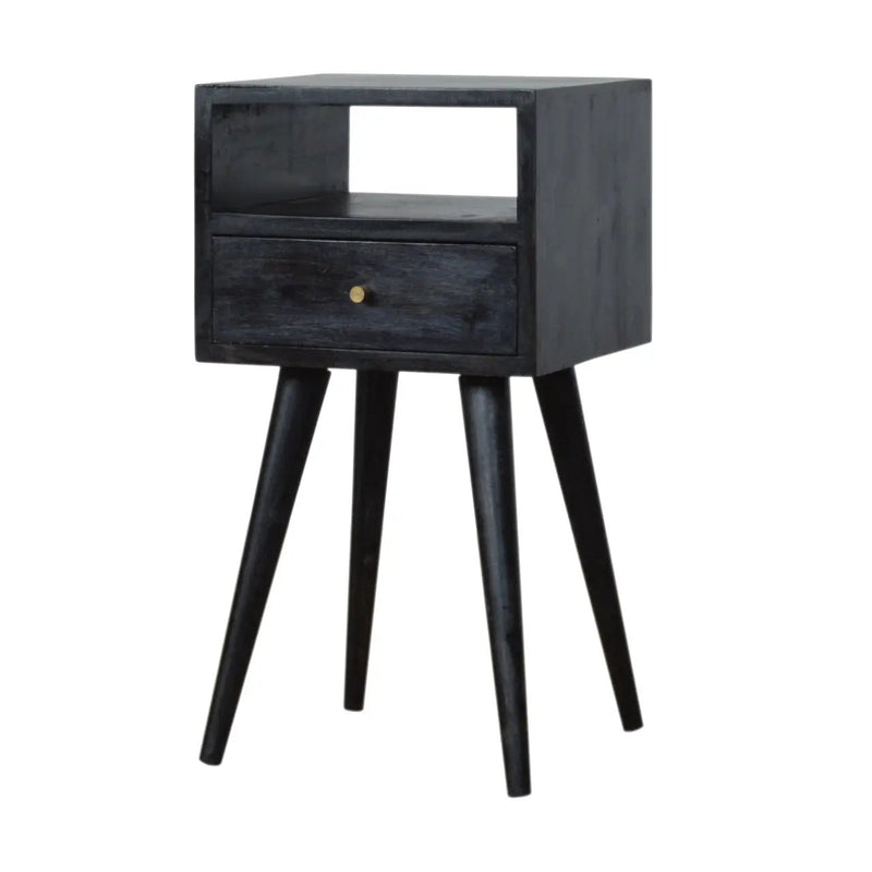 Solid Wood, Mini Nightstand, 1-Drawer, 1 Open-Slot, Ash by HouseOfZazla