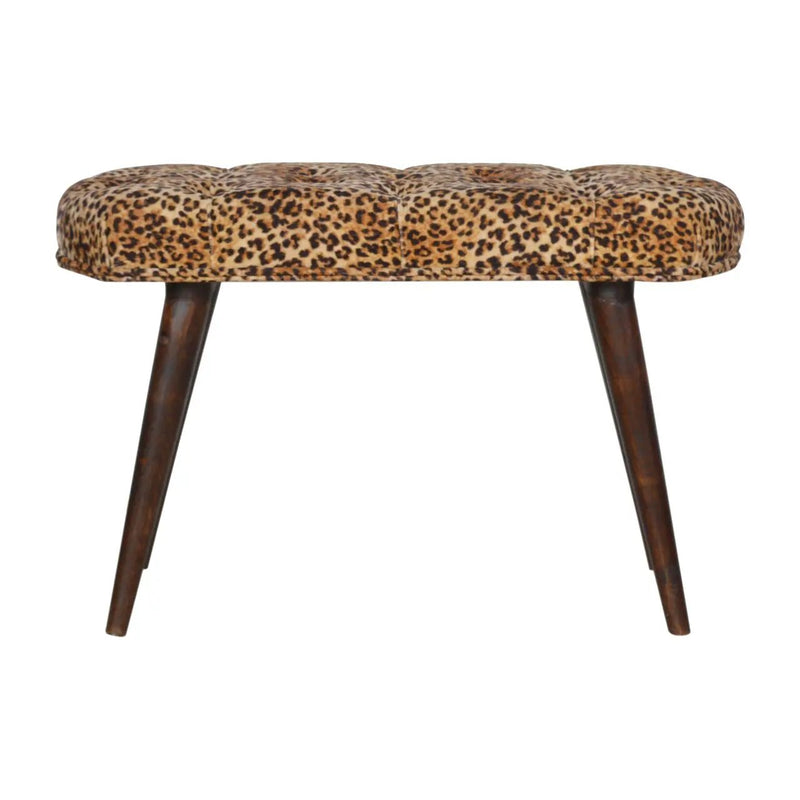 Solid Wood Leopard Print Deep Button Upholstered Bench by HouseOfZazla