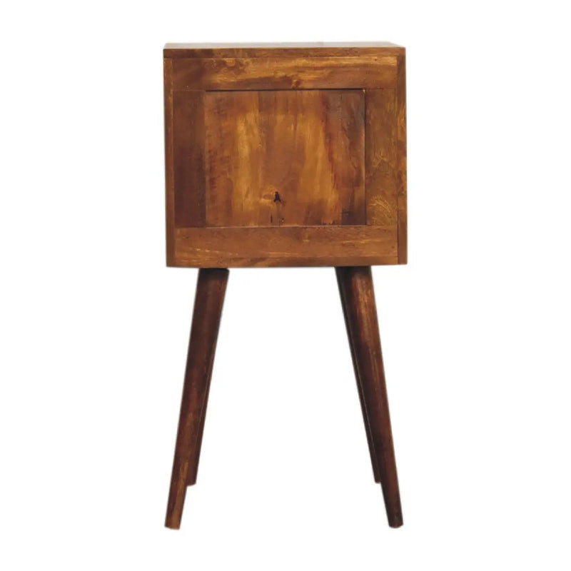 Solid Wood Mini Cube Nightstand, 2-Drawers, Chestnut by HouseOfZazla