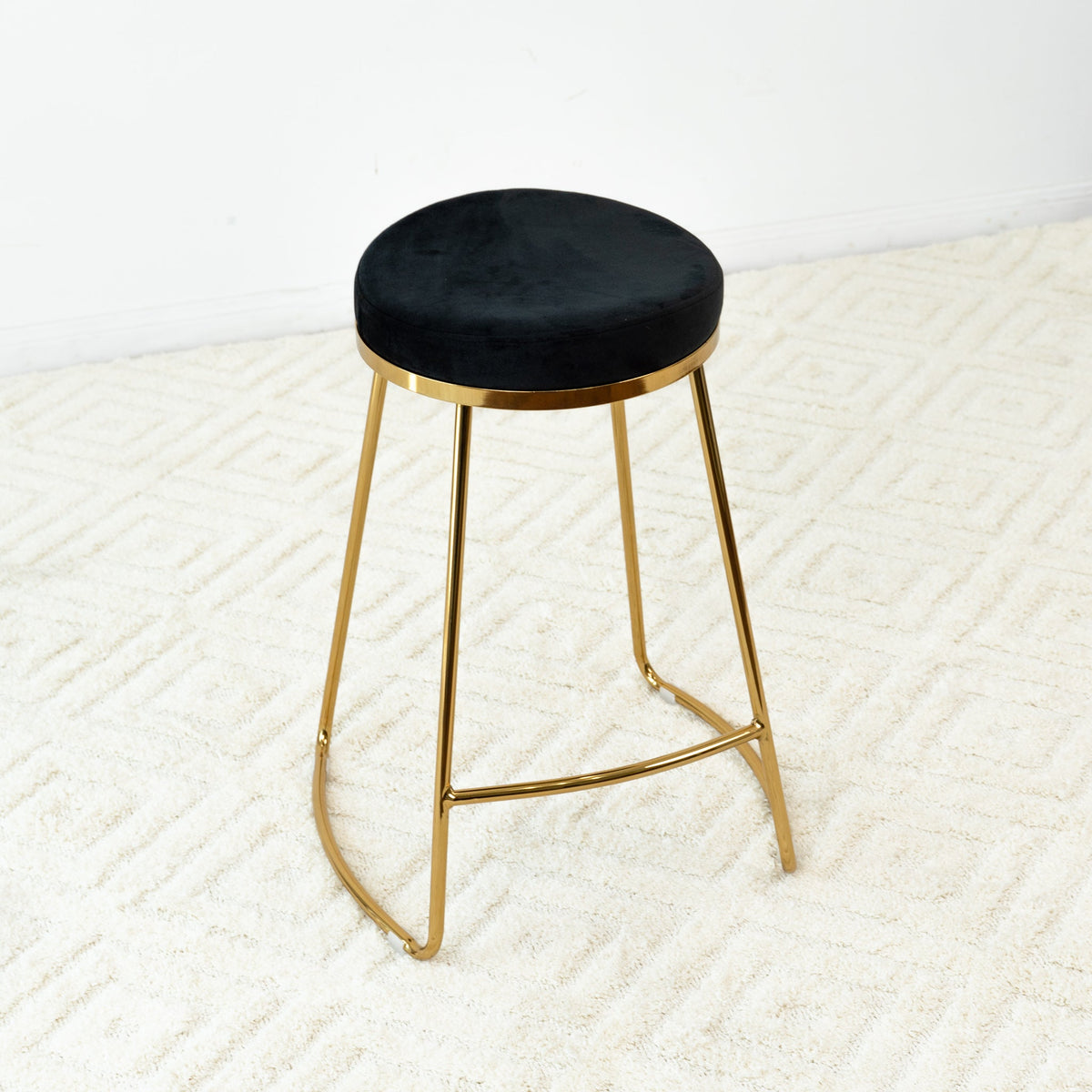 26" Mid-Century Modern Luxury Upholstered Stool with Velvet - Ashcroft, photo 3 of 4