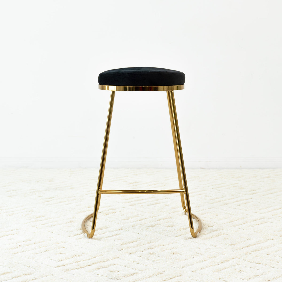 26" Mid-Century Modern Luxury Upholstered Stool with Velvet - Ashcroft, photo 4 of 4