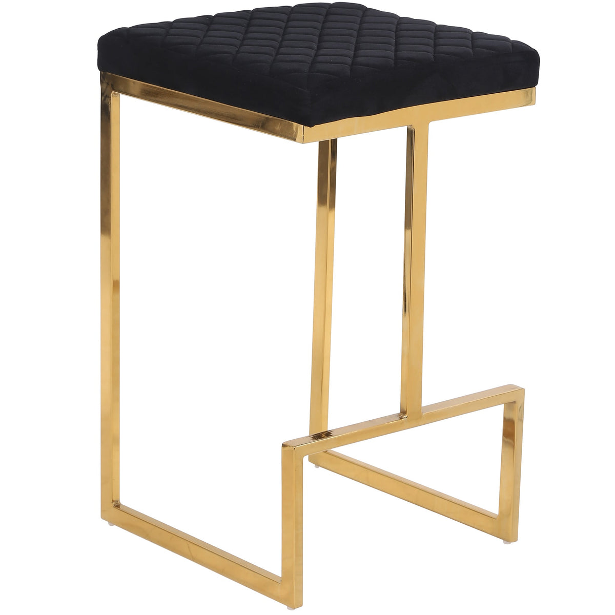 Mid Century Modern Luxury Upholstered Stool with Velvet – Charcoal, photo 2 of 4