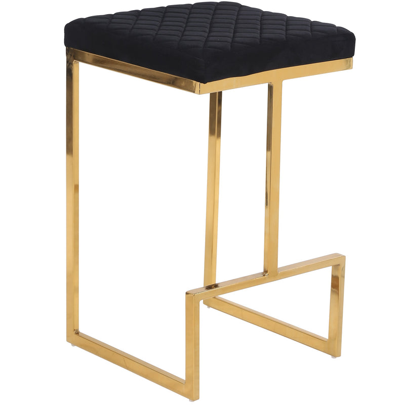 Mid Century Modern Luxury Upholstered Stool with Velvet – Charcoal, photo 2 of 4