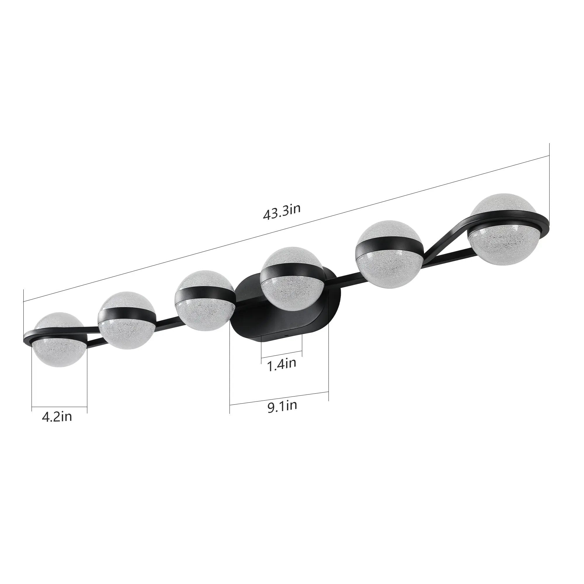 43" Black Minimalist LED Bathroom Vanity Light by HouseOfZazla