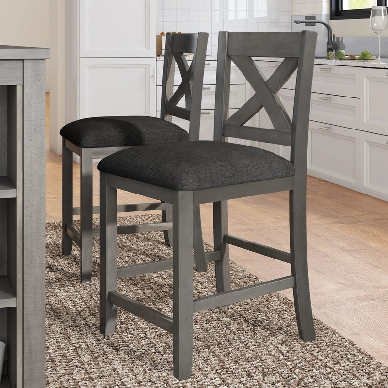 TOPMAX 5 Pieces Counter Height Rustic Farmhouse Dining Room Wooden Bar Table Set with 4 Chairs, Gray by HouseOfZazla