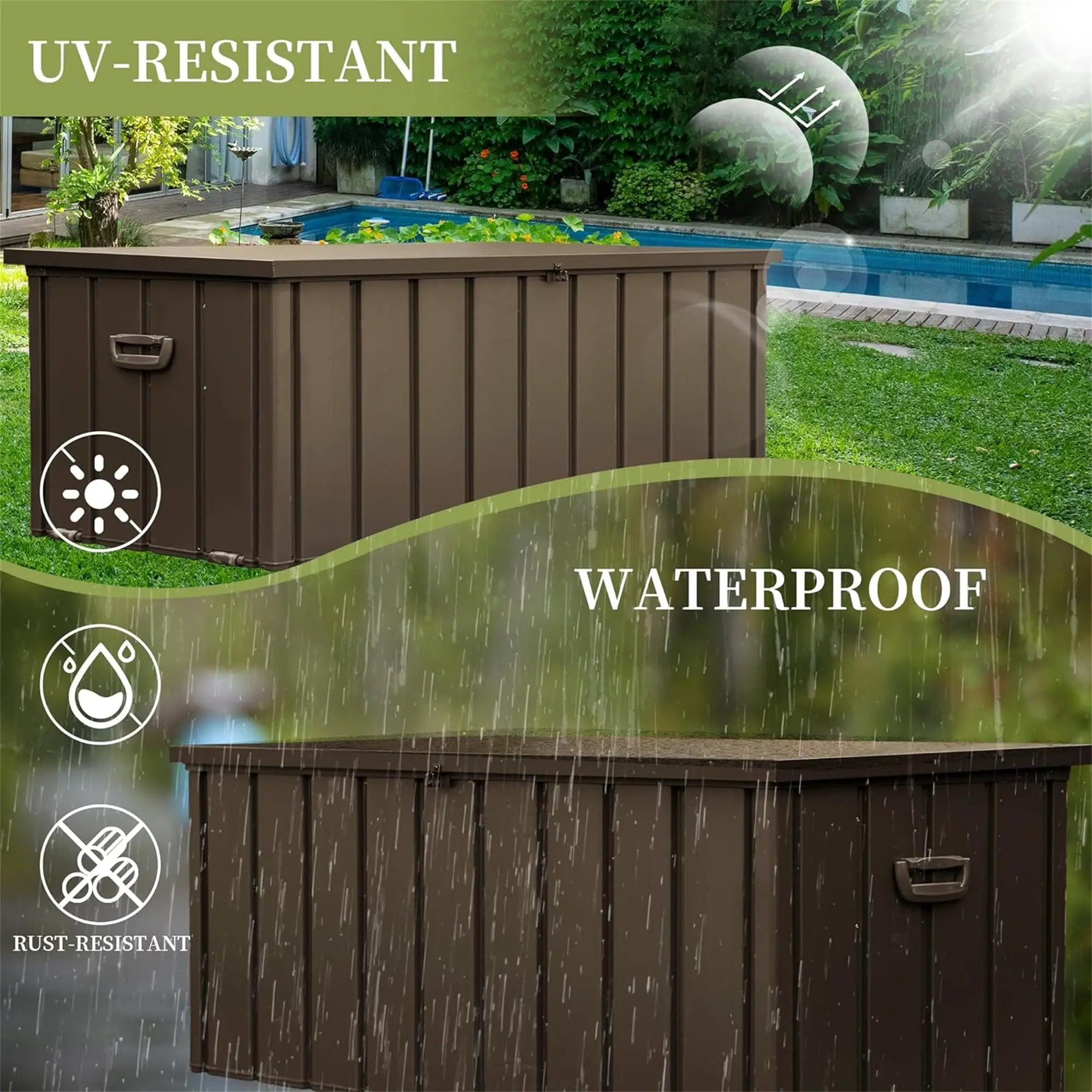 200 Gallon Outdoor Storage Deck Box - Dark Brown by HouseOfZazla
