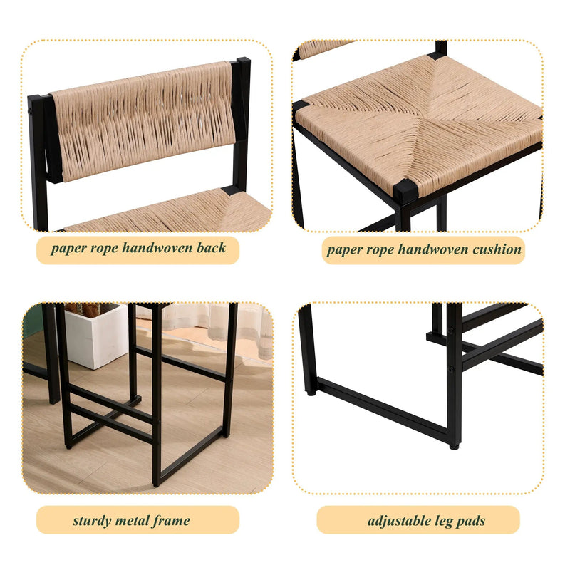 Honey Bar Stools Set of 2 - Paper Rope Weave Dining Chairs by HouseOfZazla
