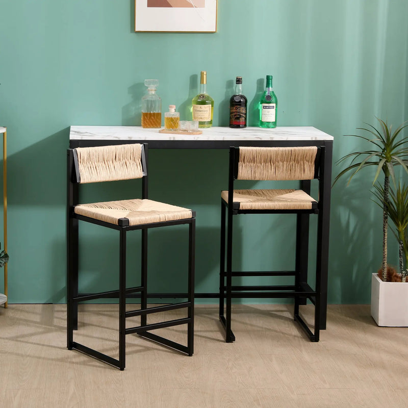 Honey Bar Stools Set of 2 - Paper Rope Weave Dining Chairs by HouseOfZazla