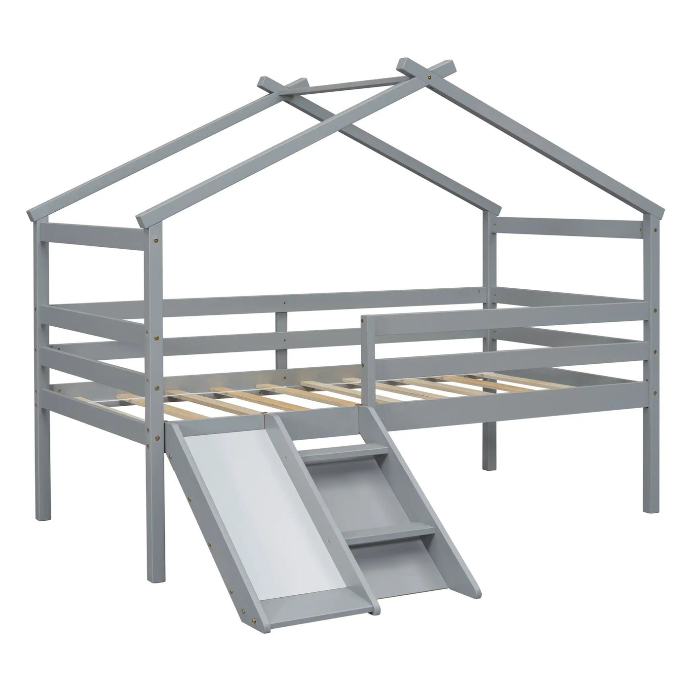 Twin Low Loft House Bed with Slide by HouseOfZazla