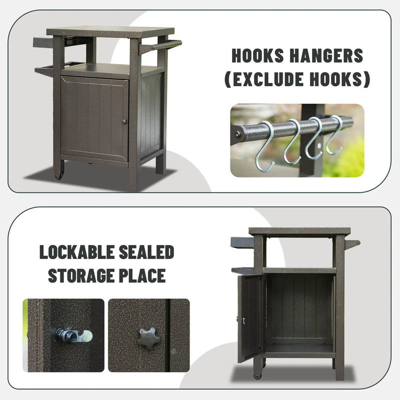 Grill Cart Outdoor with Storage and Wheels by HouseOfZazla