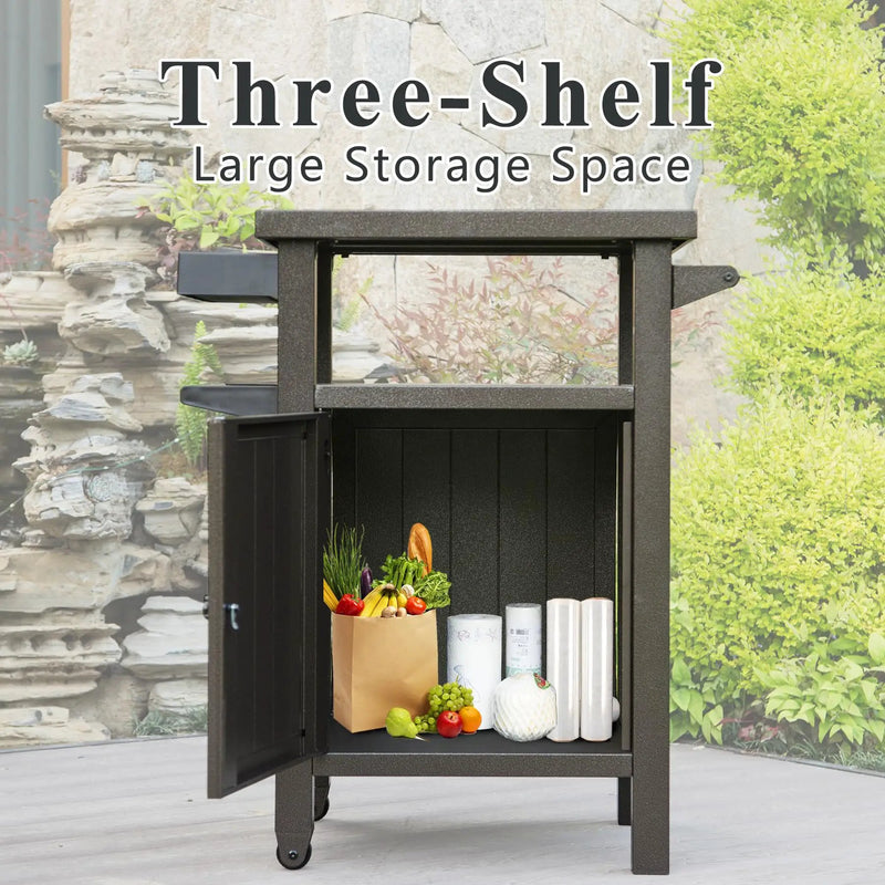Grill Cart Outdoor with Storage and Wheels by HouseOfZazla