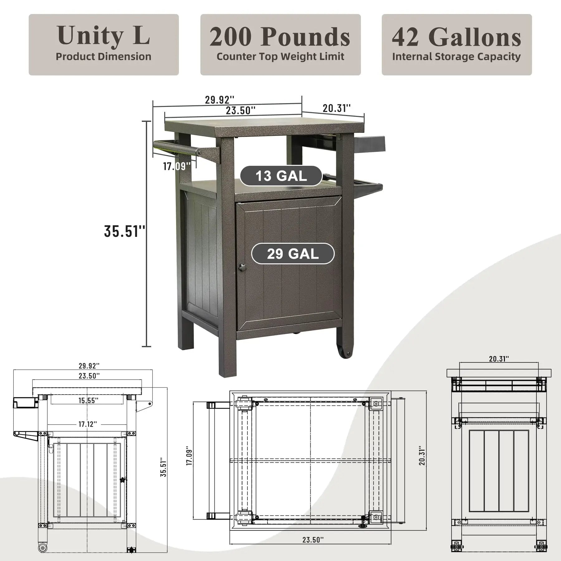 Grill Cart Outdoor with Storage and Wheels by HouseOfZazla