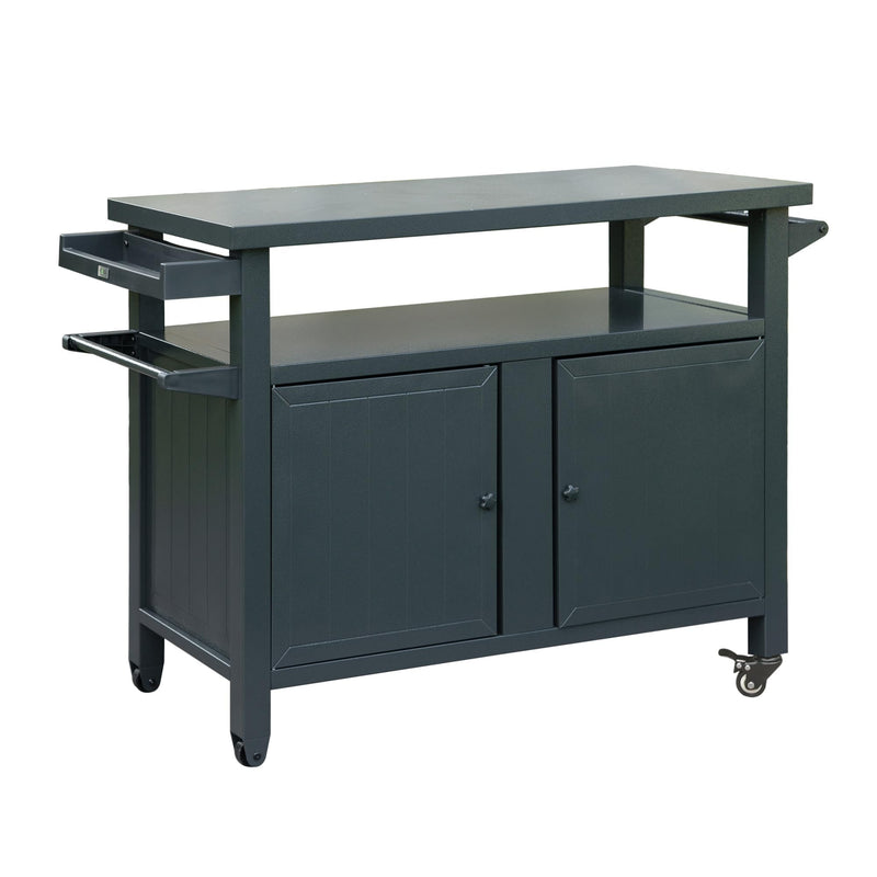 Metal Outdoor Grill Carts Cabinet with Wheels - Grey