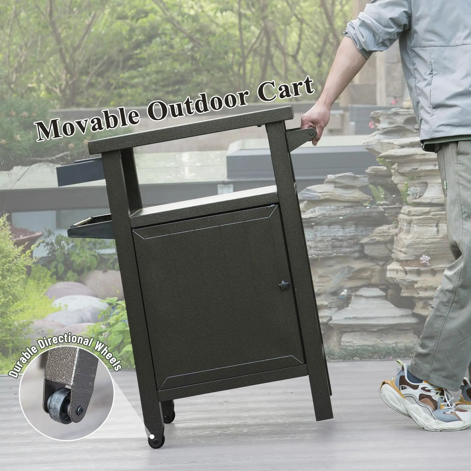 Grill Cart Outdoor with Storage and Wheels by HouseOfZazla