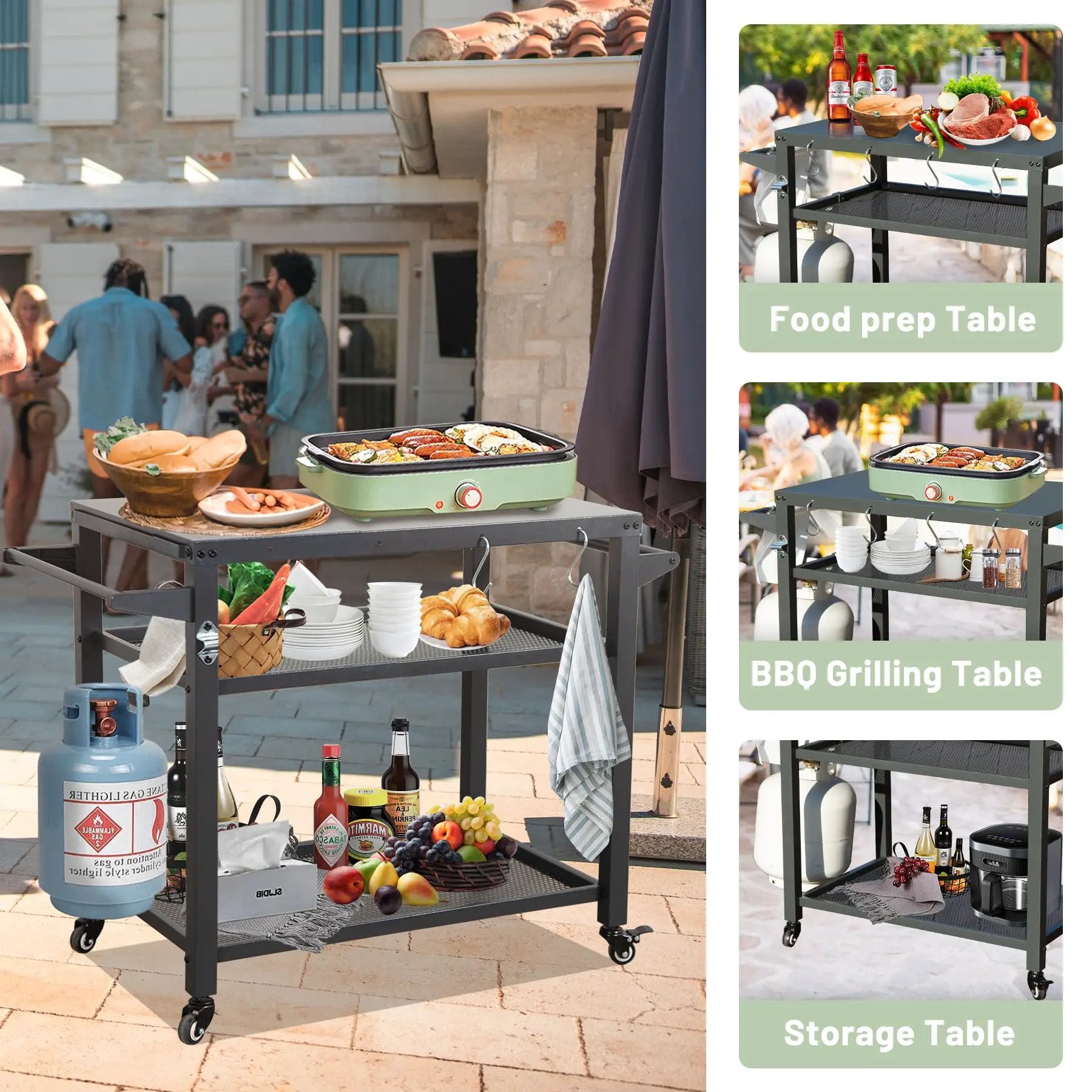 3-Shelf Outdoor Grill Table by HouseOfZazla