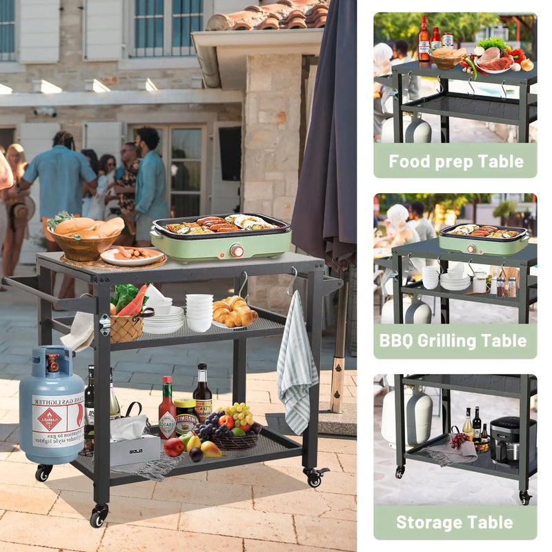 3-Shelf Outdoor Grill Table by HouseOfZazla