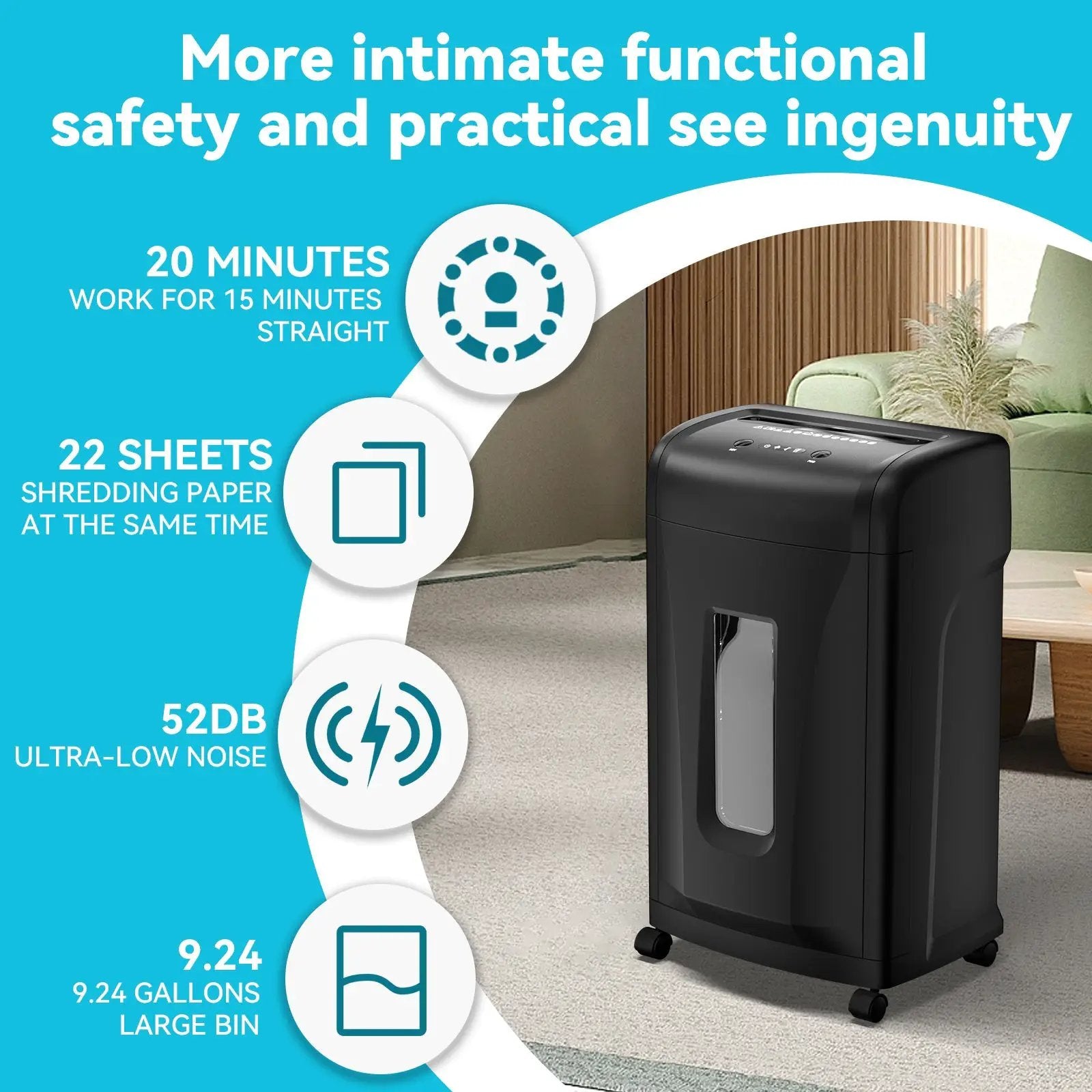 Large Commercial Heavy Duty 22-Sheet High Security Paper Shredder by HouseOfZazla