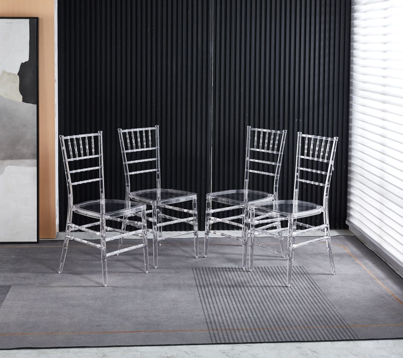 Transparent Plastic Dining Chair Set of 4 with 220 lb Capacity