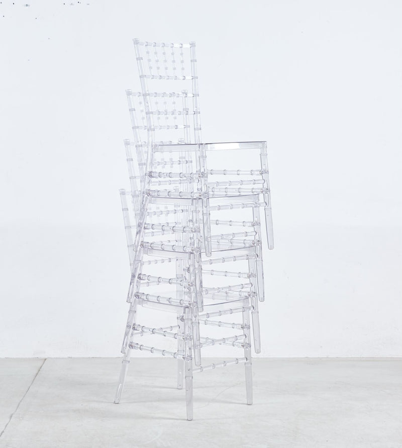 Transparent Plastic Dining Chair Set of 4 with 220 lb Capacity, photo 8 of 9