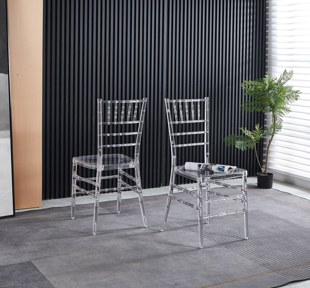 Transparent Plastic Dining Chair Set of 4 with 220 lb Capacity, photo 5 of 9