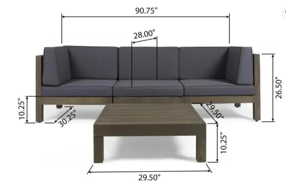 Oana 4-Piece Sofa Set with Coffee Table, Dark by HouseOfZazla