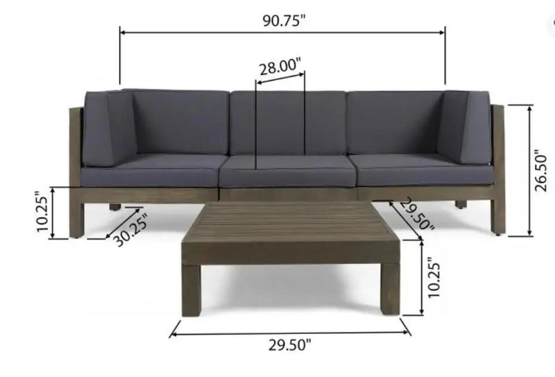 Oana 4-Piece Sofa Set with Coffee Table, Dark by HouseOfZazla