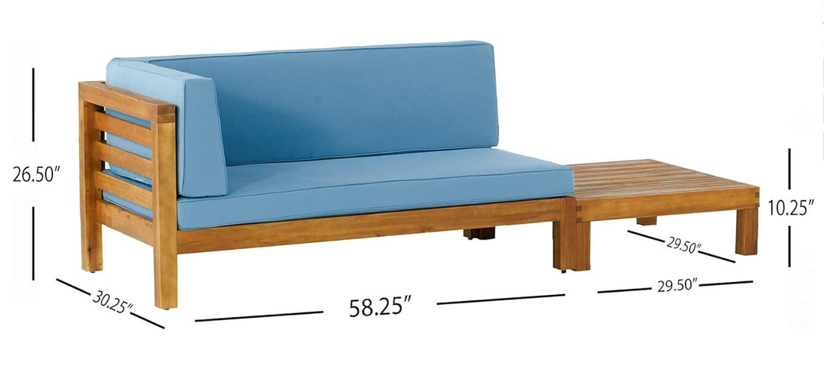 Oana Acacia Wood Patio Furniture Set with Water-Resistant Cushions - Multiple Colors, photo 7 of 11